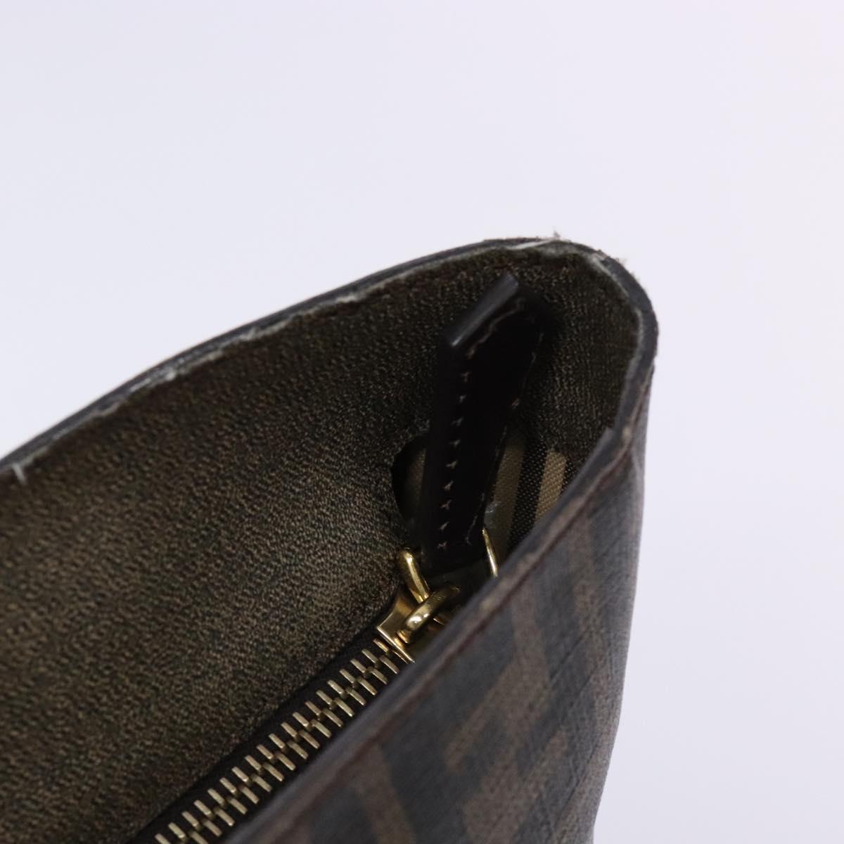 FENDI Zucca Canvas Tote Bag Black Brown Auth ep10256