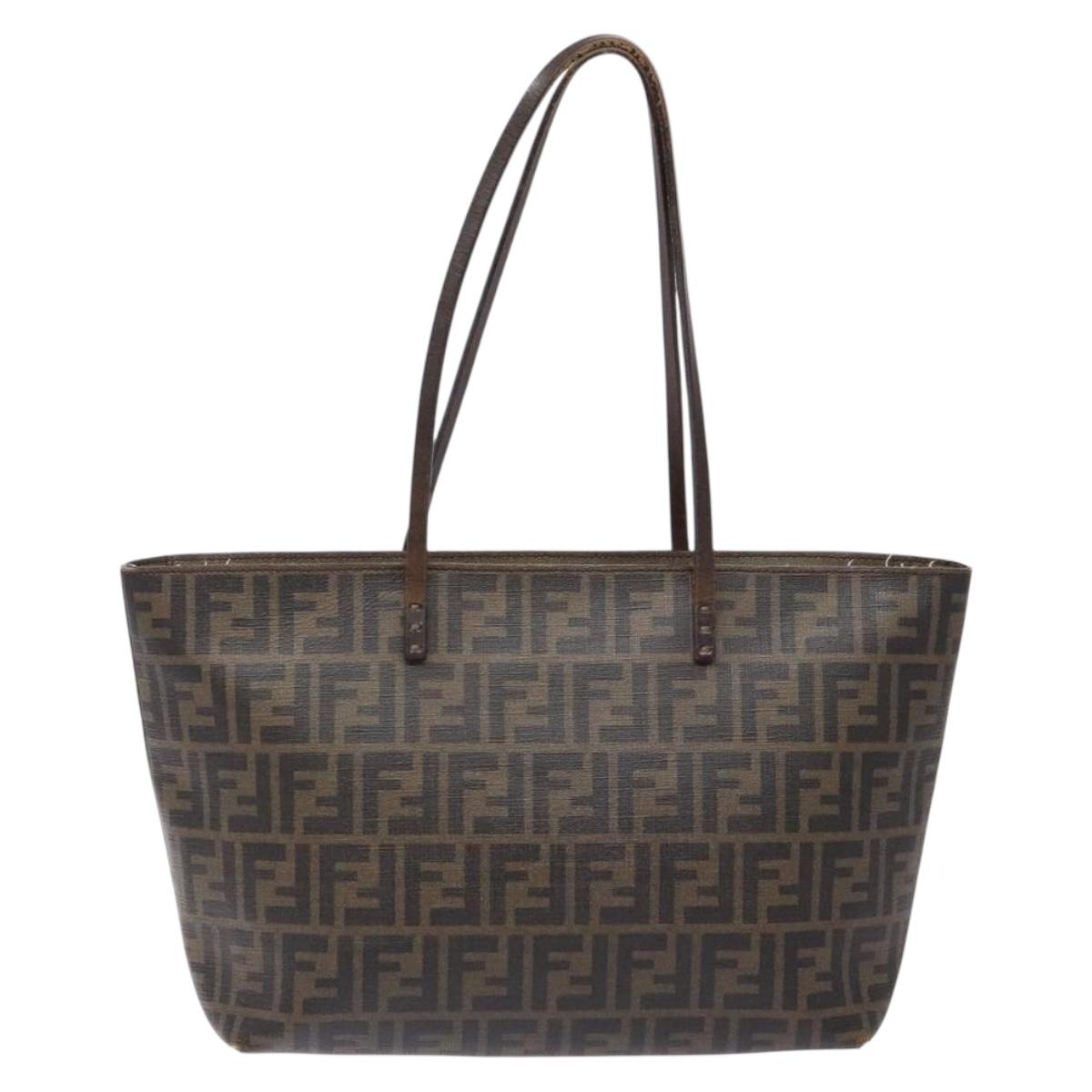FENDI Zucca Canvas Tote Bag Black Brown Auth ep10256