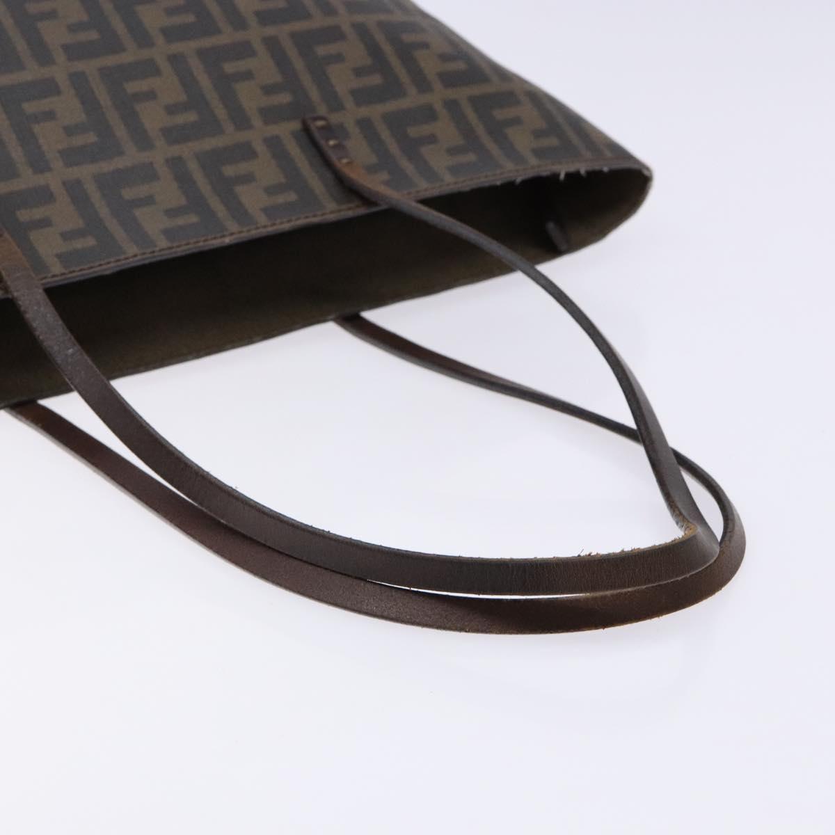 FENDI Zucca Canvas Tote Bag Black Brown Auth ep10256
