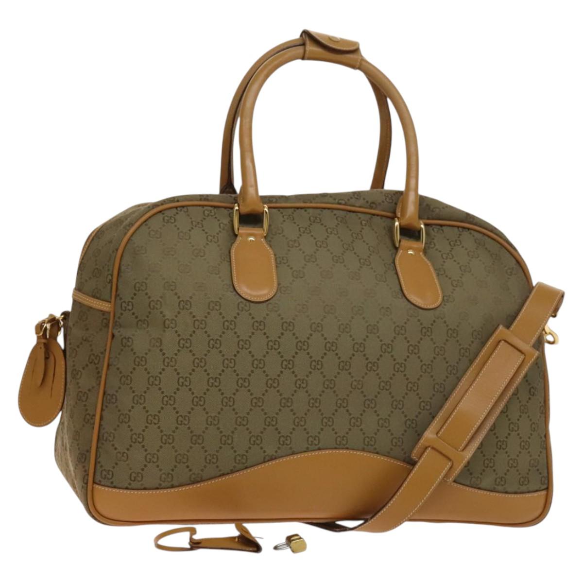 GUCCI GG Canvas Boston Bag 2way Gold Beige Auth ep10259