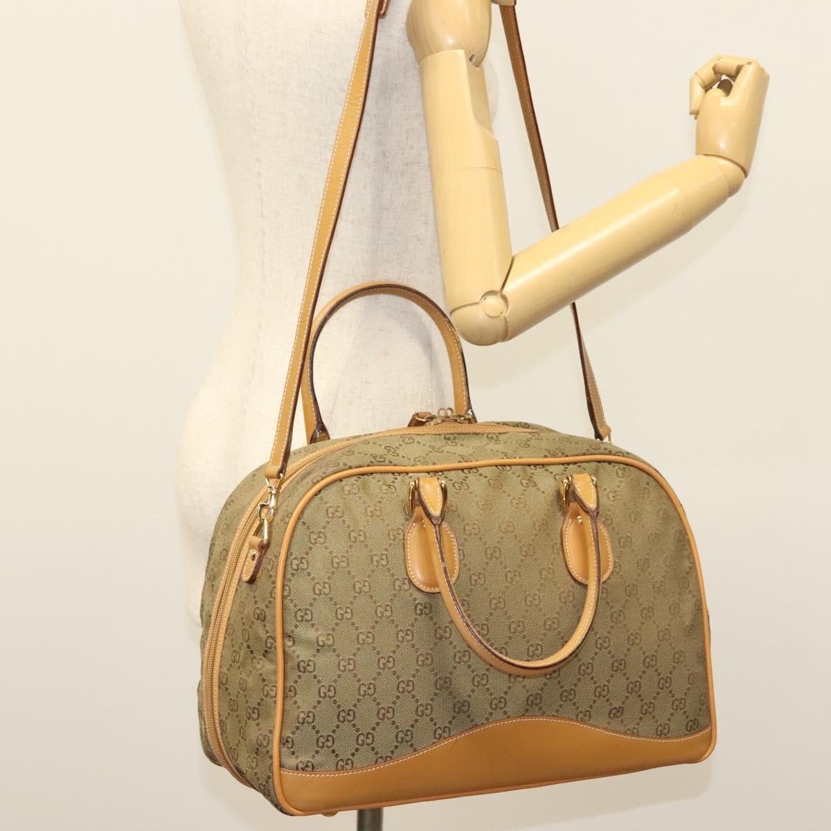 GUCCI GG Canvas Boston Bag 2way Gold Beige 013 123 3659 Auth ep10260