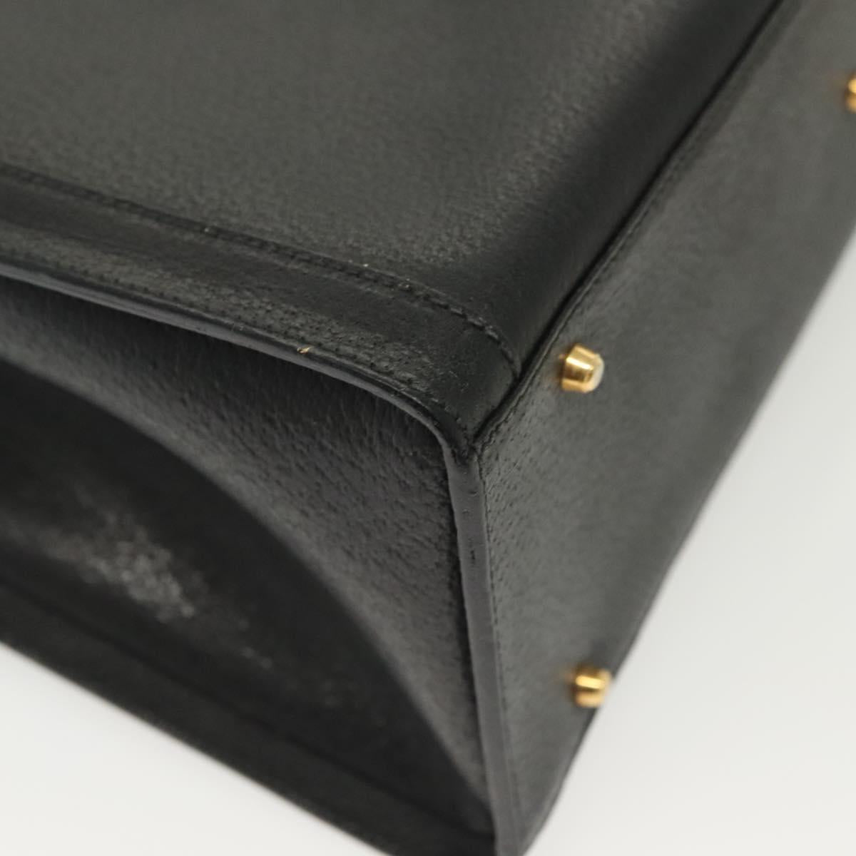 GUCCI Bamboo Hand Bag Leather Black Gold 002 1186 0260 Auth ep10262