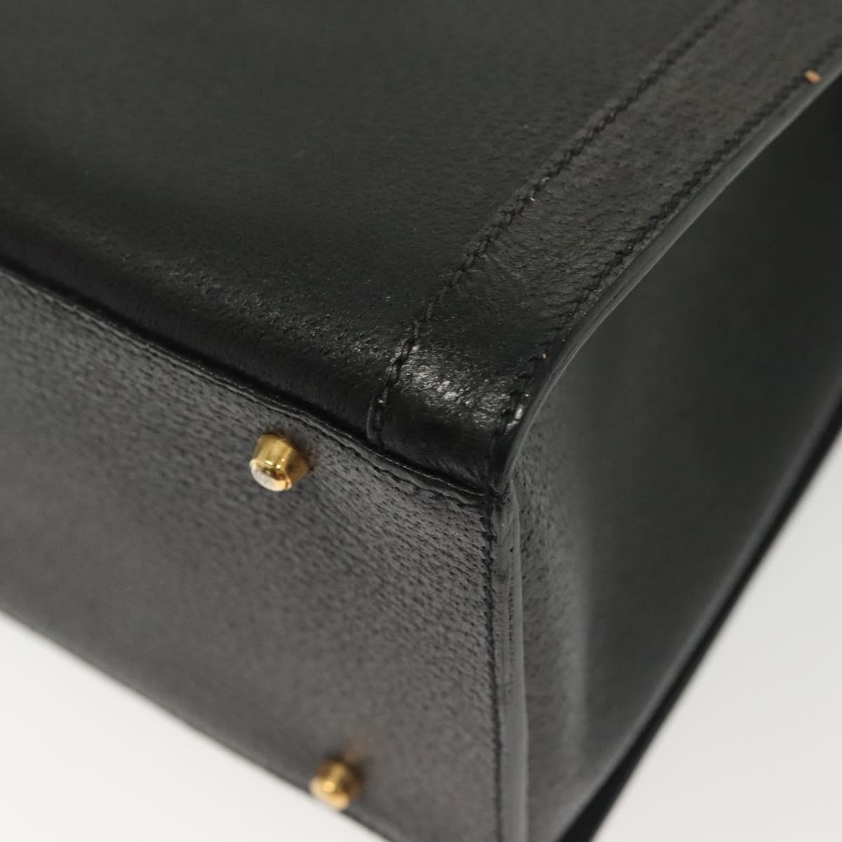 GUCCI Bamboo Hand Bag Leather Black Gold 002 1186 0260 Auth ep10262