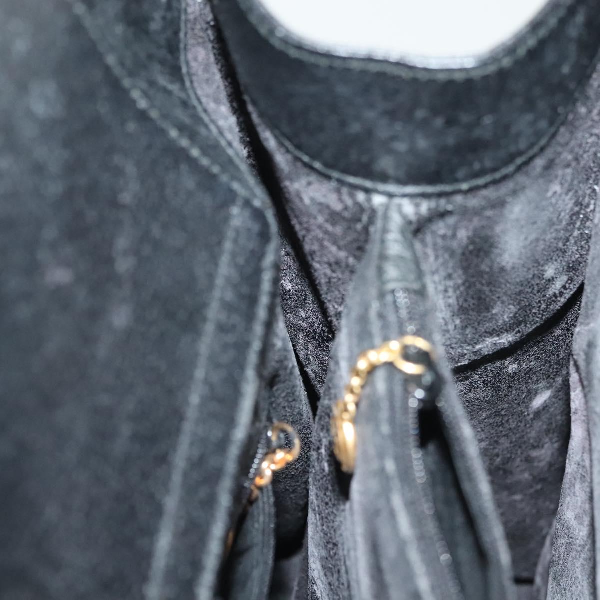 GUCCI Bamboo Hand Bag Leather Black Gold 002 1186 0260 Auth ep10262