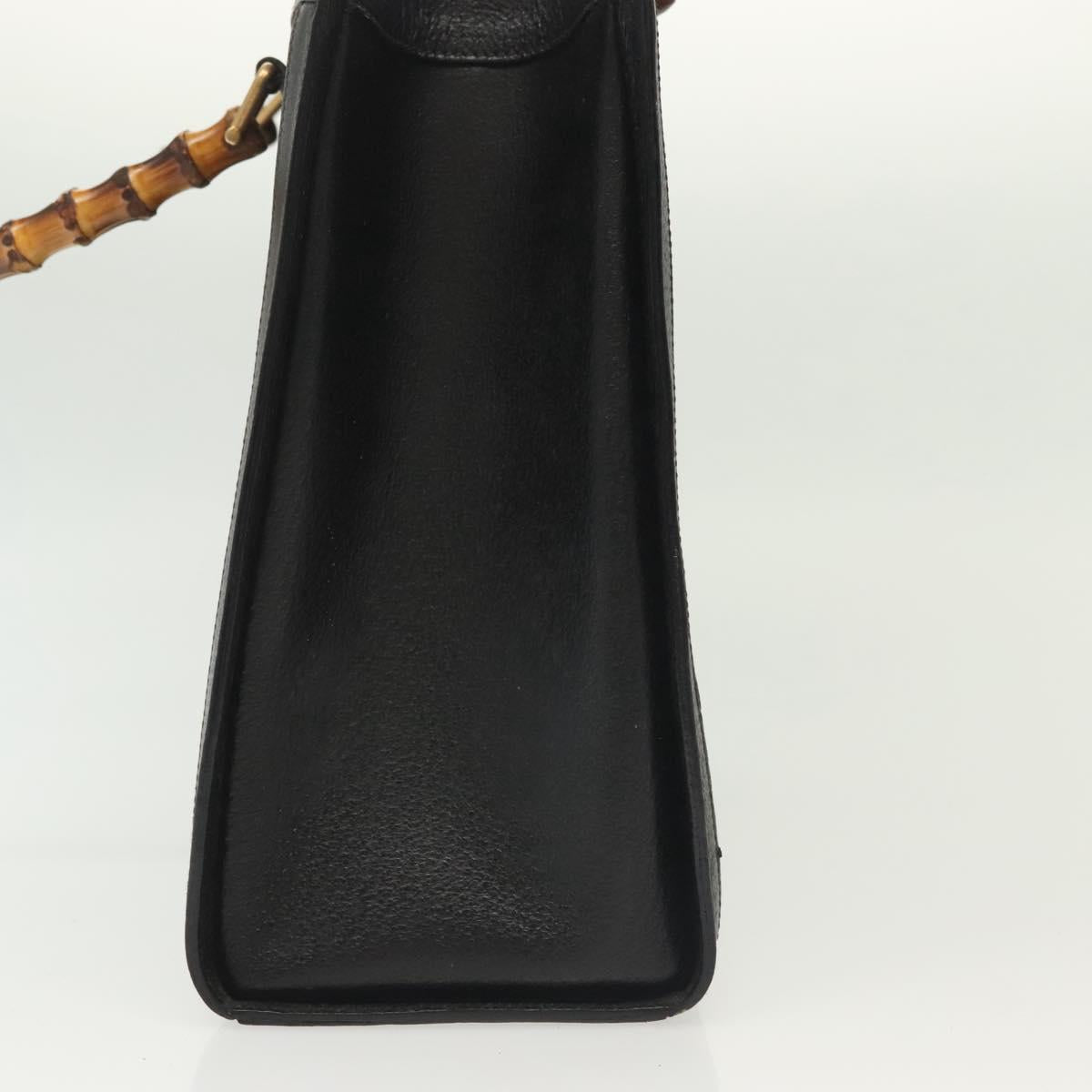 GUCCI Bamboo Hand Bag Leather Black Gold 002 1186 0260 Auth ep10262