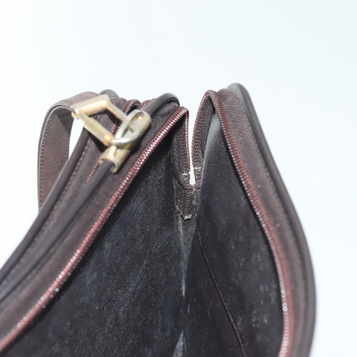 Christian Dior Trotter Canvas Shoulder Bag Brown Gold Auth ep10263