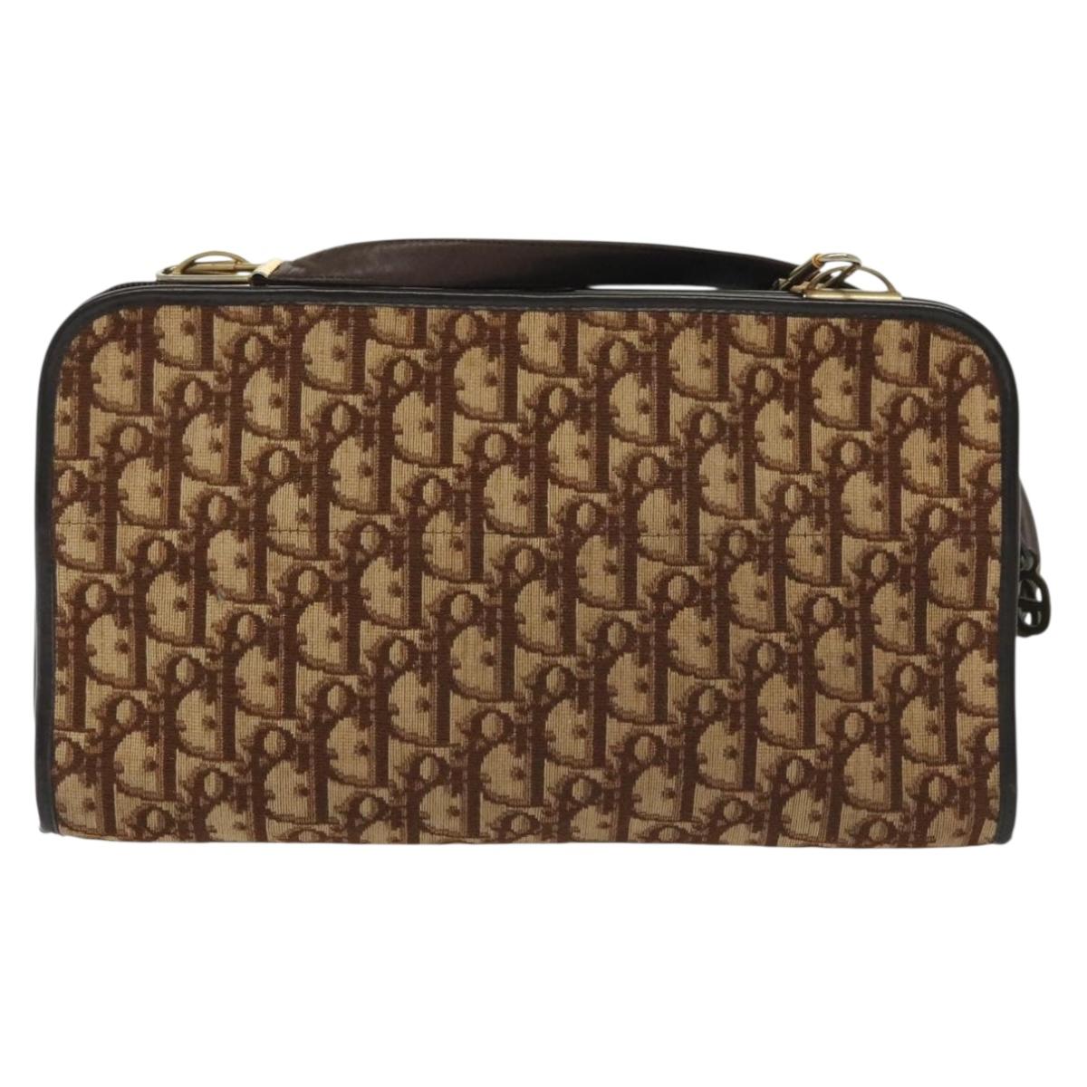 Christian Dior Trotter Canvas Shoulder Bag Brown Gold Auth ep10263