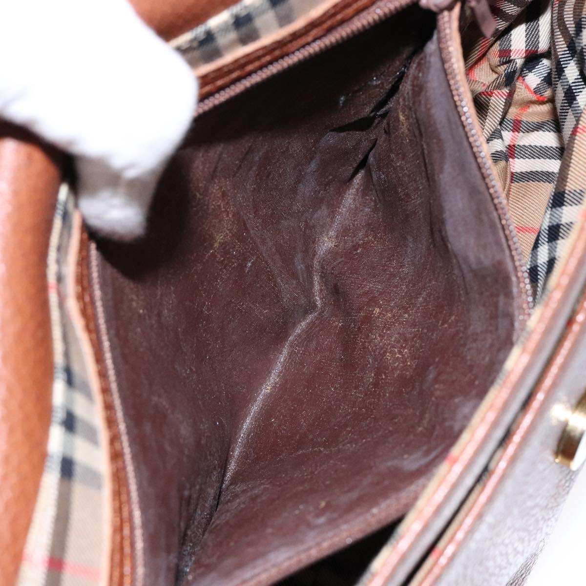 Burberrys Shoulder Bag Leather Gold Brown Auth ep10267
