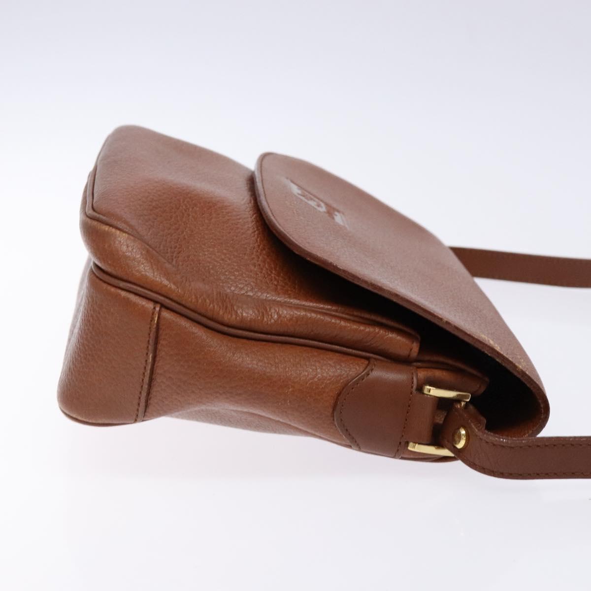 Burberrys Shoulder Bag Leather Gold Brown Auth ep10267