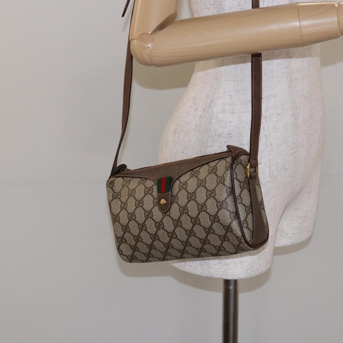 GUCCI GG Supreme Web Sherry Line Shoulder Bag PVC Beige 89 02 018 Auth ep10268