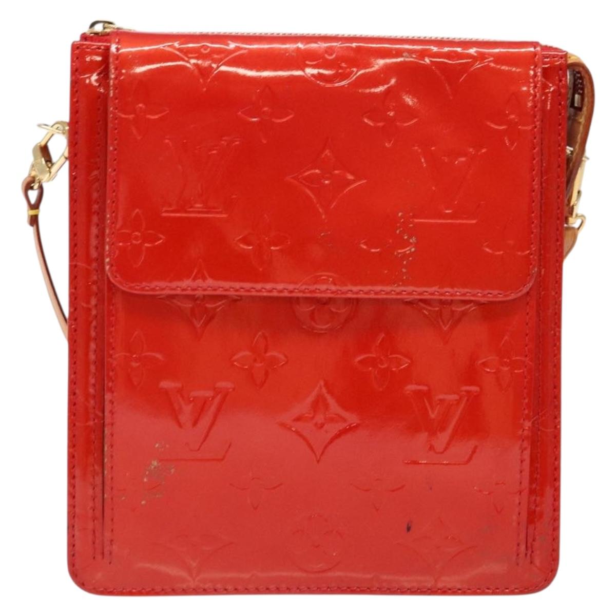 LOUIS VUITTON Monogram Vernis Motto Accessory Pouch Red M91137 LV Auth ep10275
