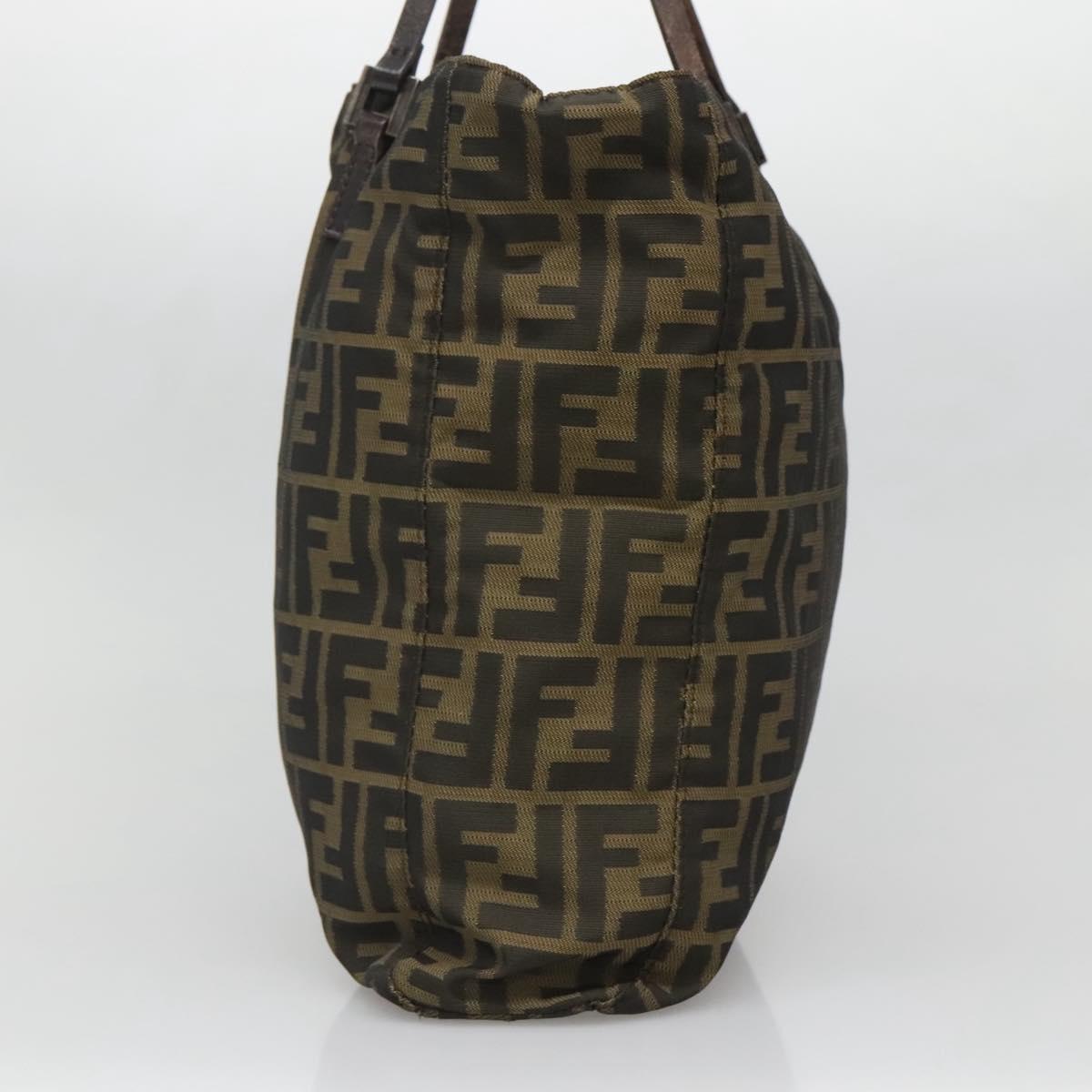 FENDI Zucca Canvas Tote Bag Black Brown Auth ep10285