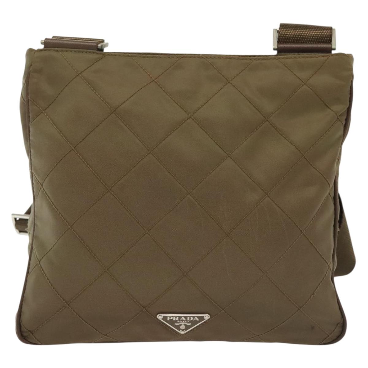 PRADA Shoulder Bag Nylon Brown Silver Auth ep10288