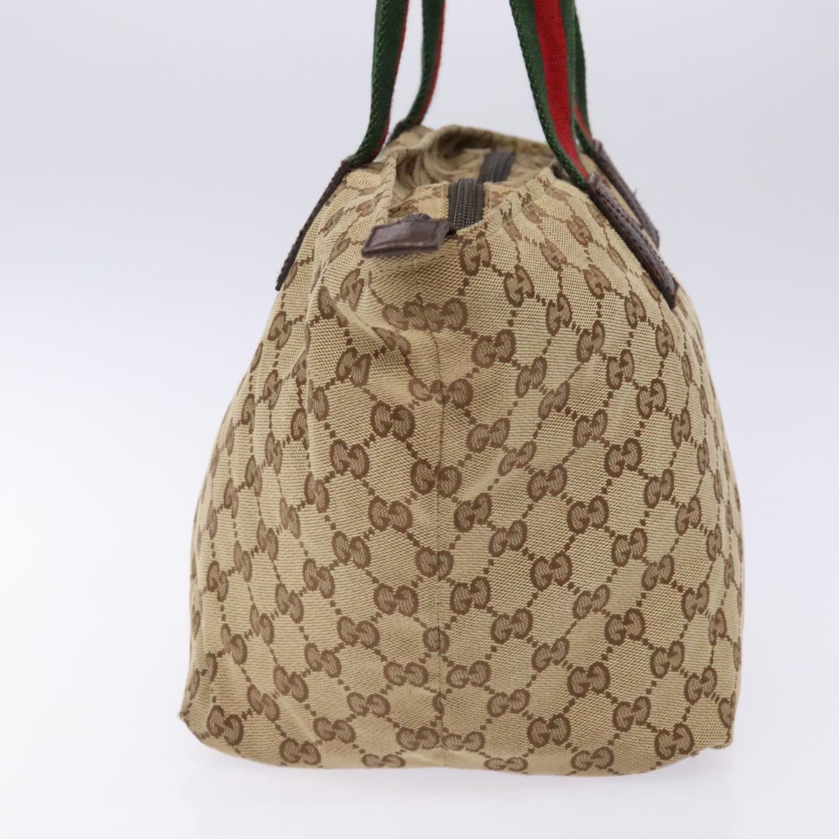 GUCCI GG Canvas Web Sherry Line Tote Bag Beige Red Green 131230 Auth ep10289