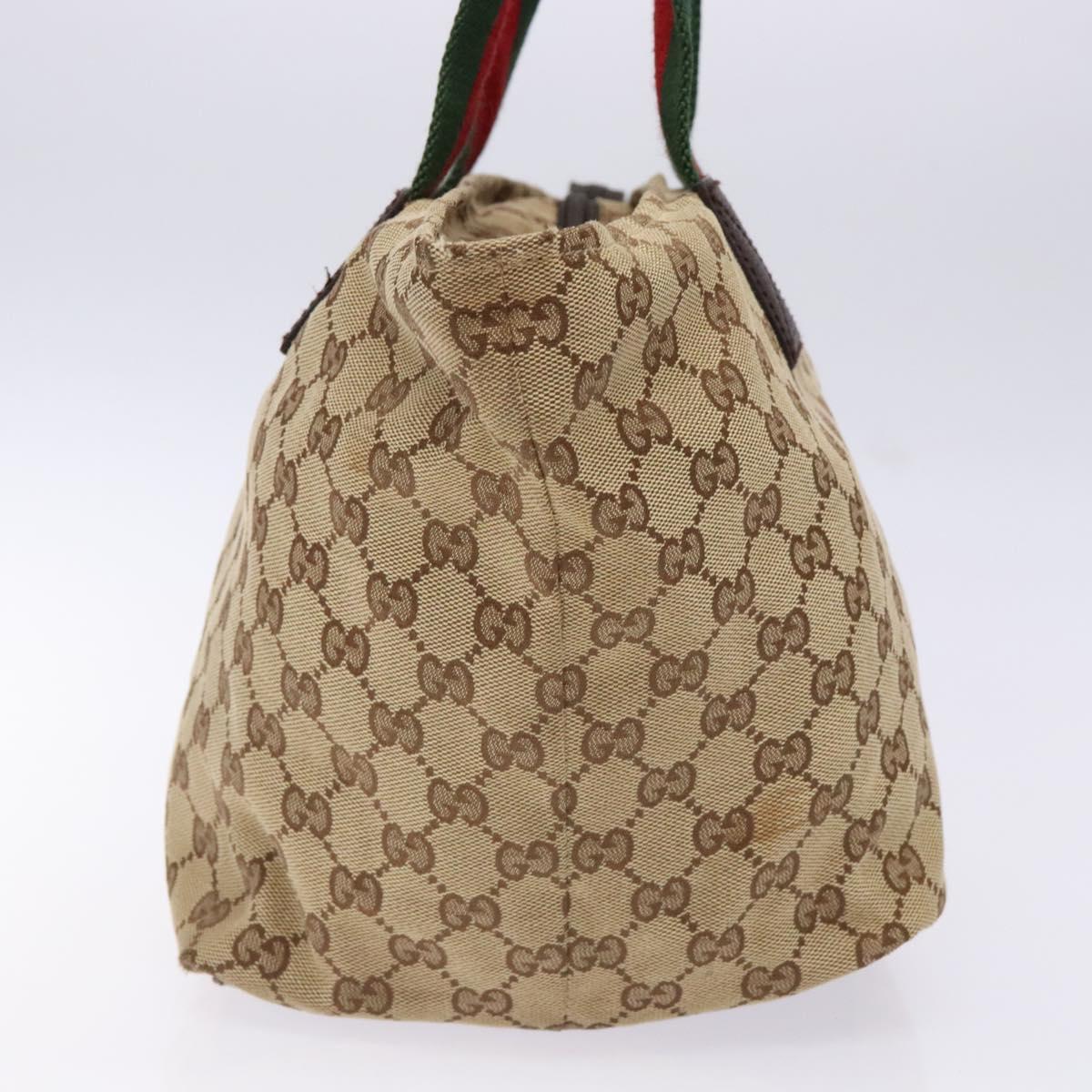 GUCCI GG Canvas Web Sherry Line Tote Bag Beige Red Green 131230 Auth ep10289