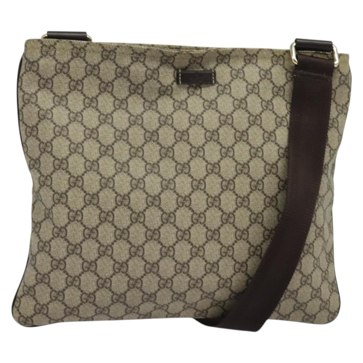 GUCCI GG Supreme Shoulder Bag PVC Beige Gold 201446 Auth ep10294