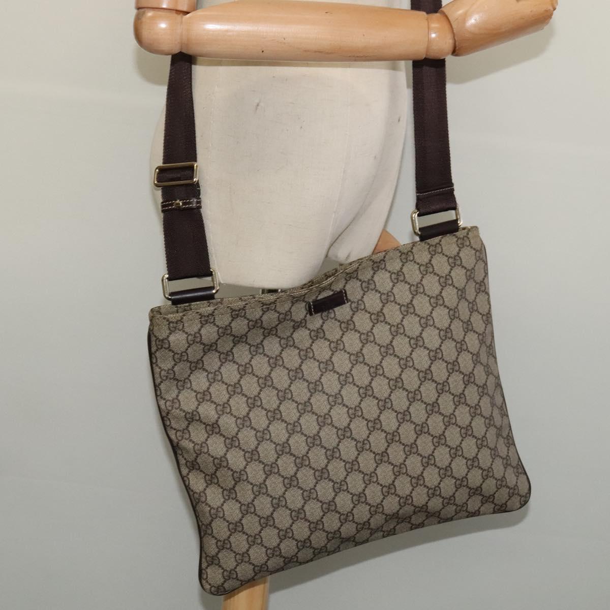 GUCCI GG Supreme Shoulder Bag PVC Beige Gold 201446 Auth ep10294