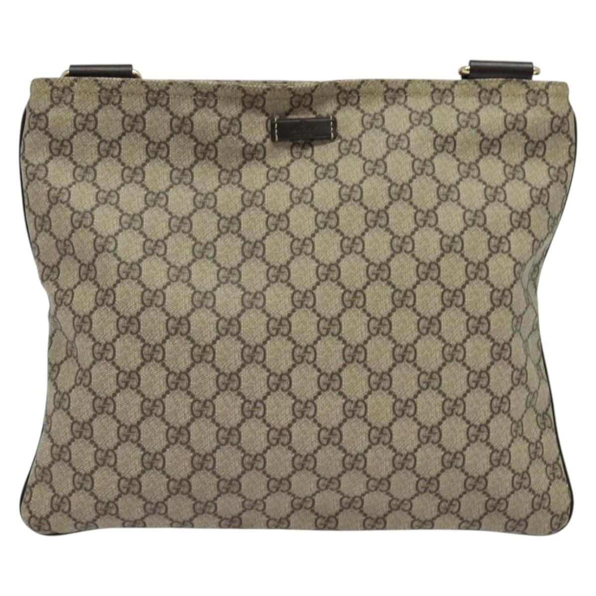 GUCCI GG Supreme Shoulder Bag PVC Beige Gold 201446 Auth ep10294