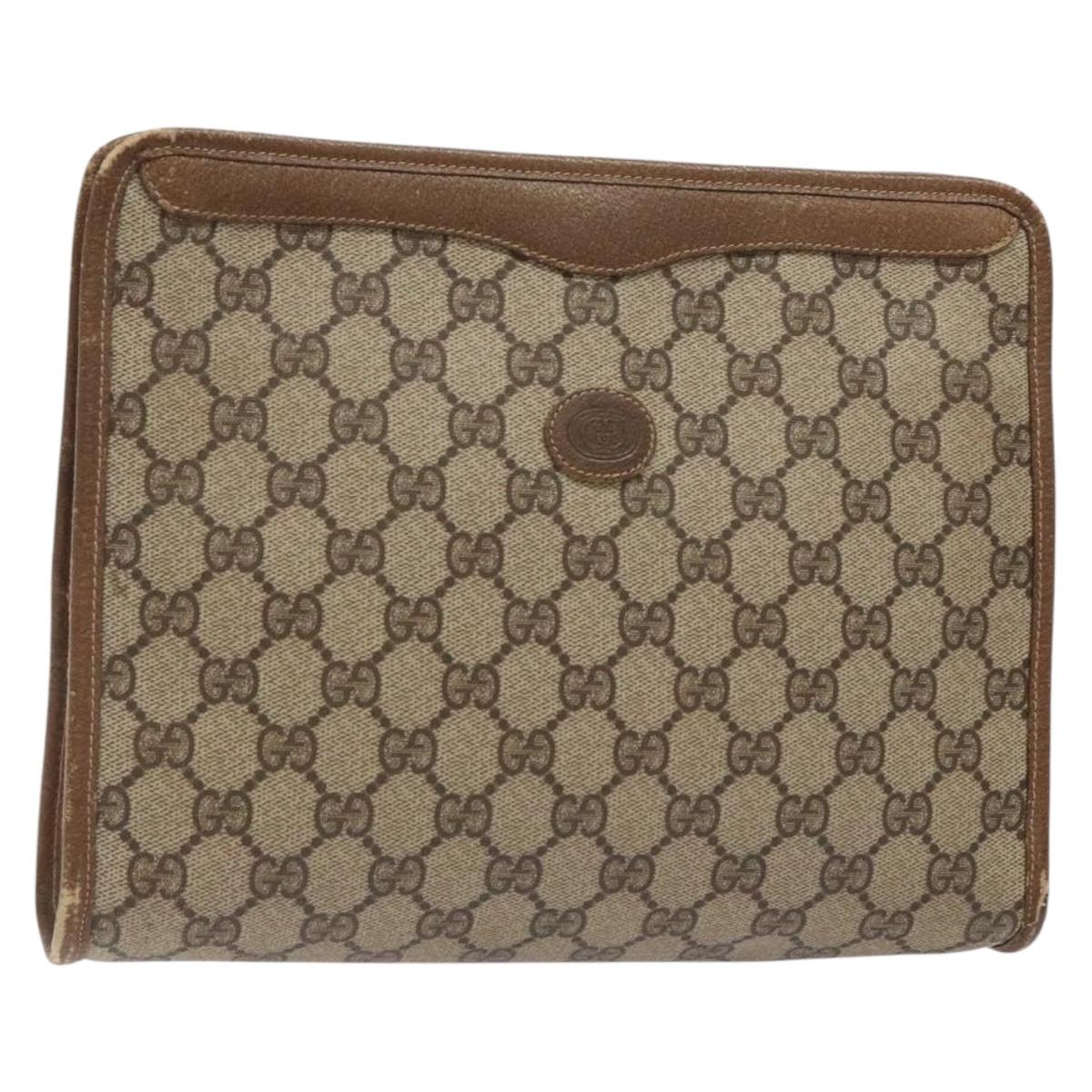 GUCCI GG Supreme Clutch Bag PVC Beige 97 01 038 Auth ep10297