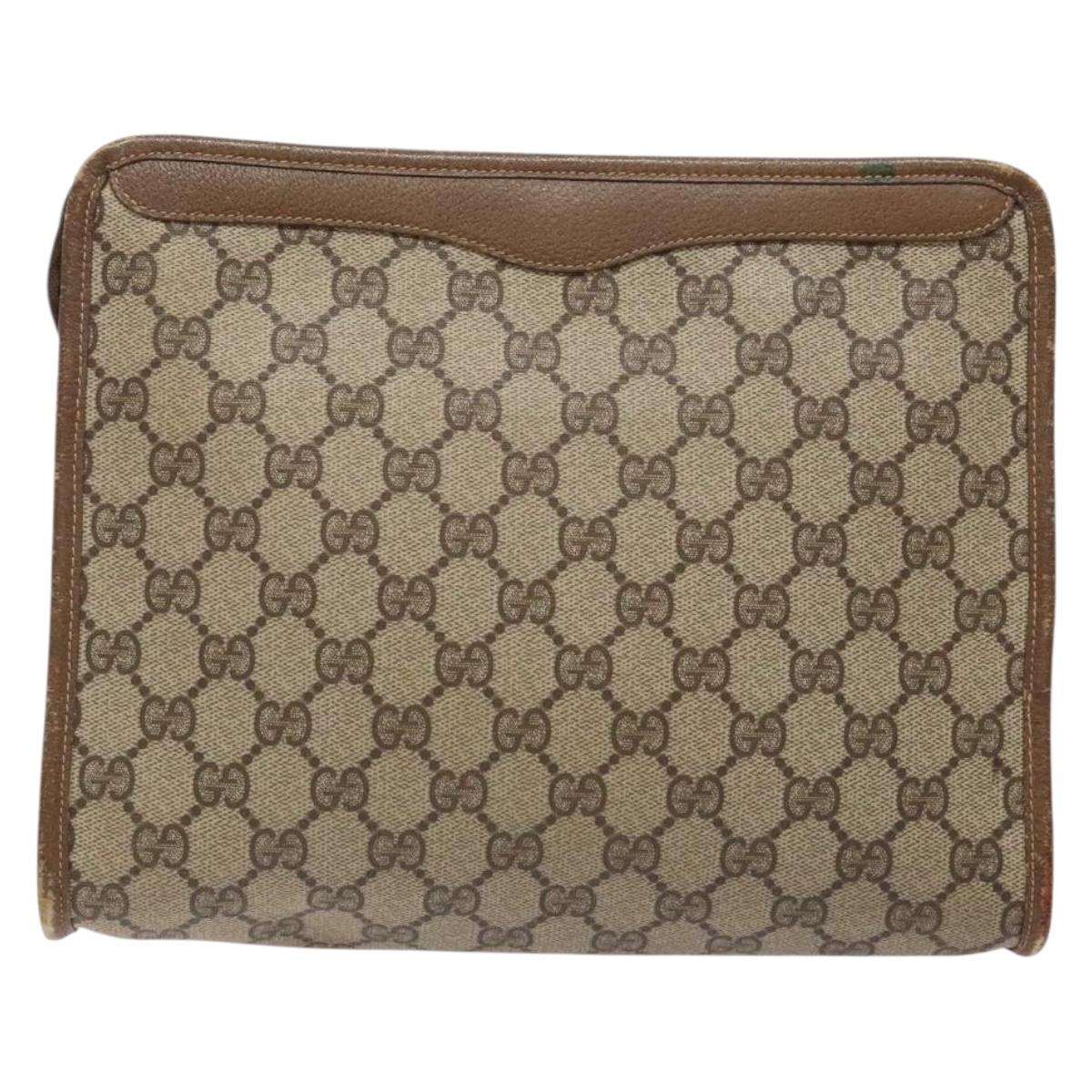 GUCCI GG Supreme Clutch Bag PVC Beige 97 01 038 Auth ep10297
