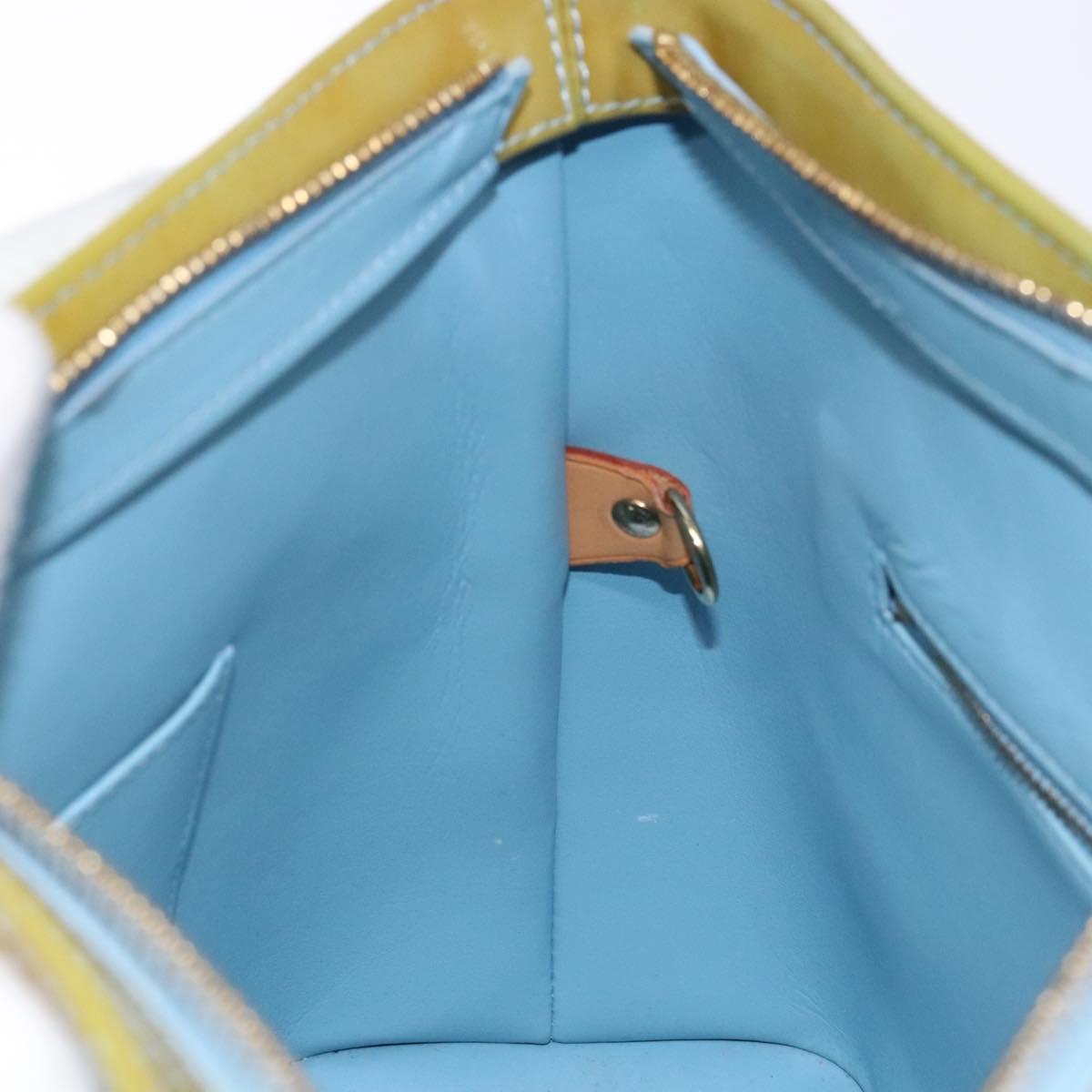 LOUIS VUITTON Monogram Vernis Houston Hand Bag Baby Blue M91005 LV Auth ep10301