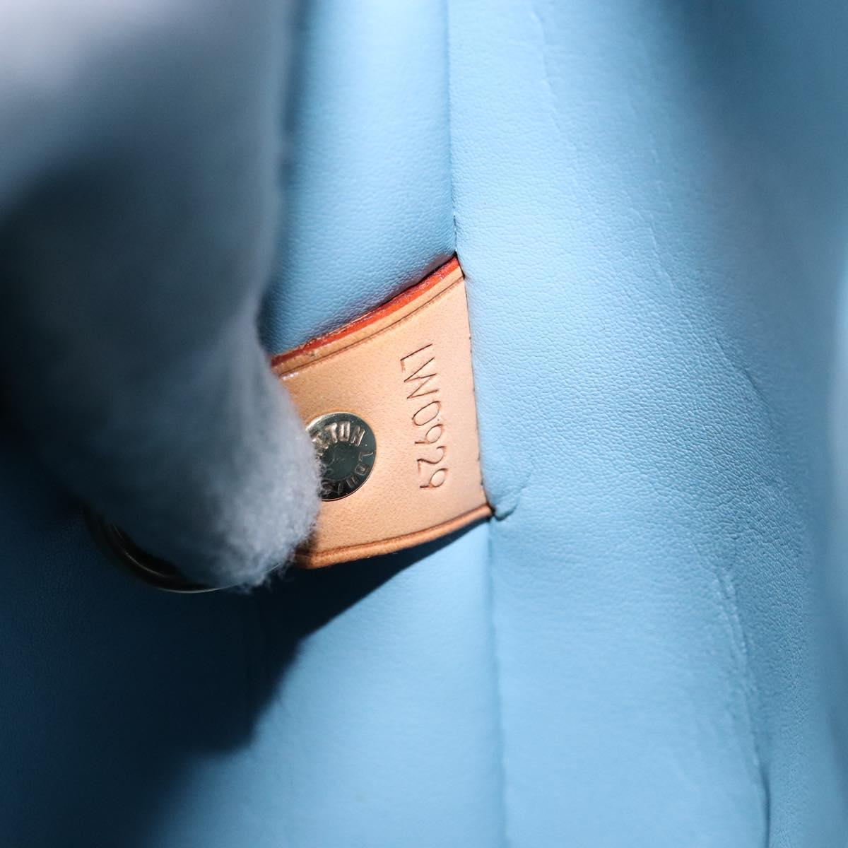 LOUIS VUITTON Monogram Vernis Houston Hand Bag Baby Blue M91005 LV Auth ep10301