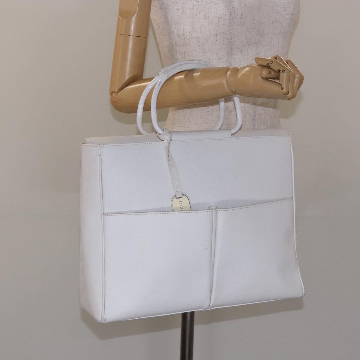 GUCCI Hand Bag Leather White 002 2865 1313 Auth ep10303