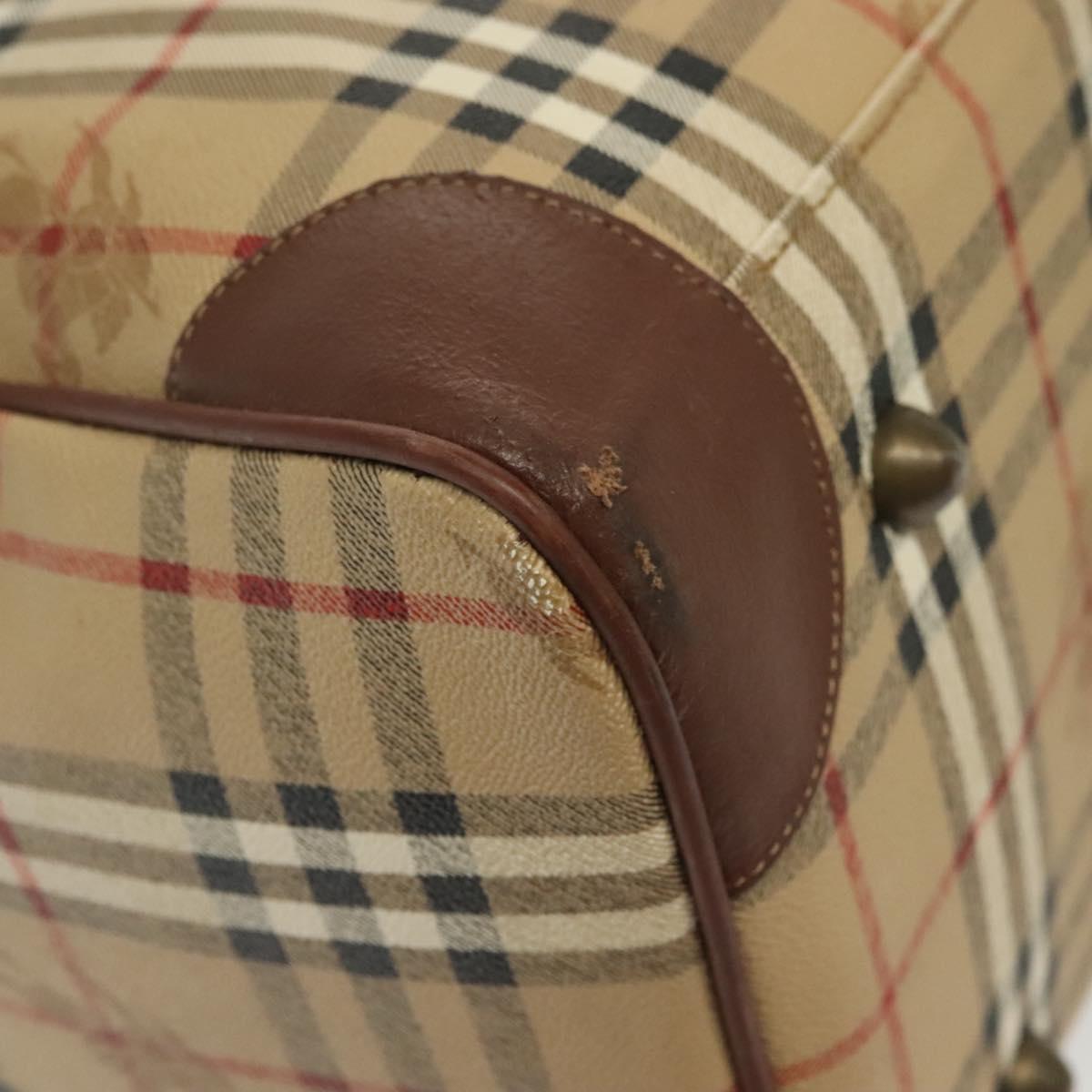 Burberrys Nova Check Boston Bag PVC 2way Beige Auth ep10305