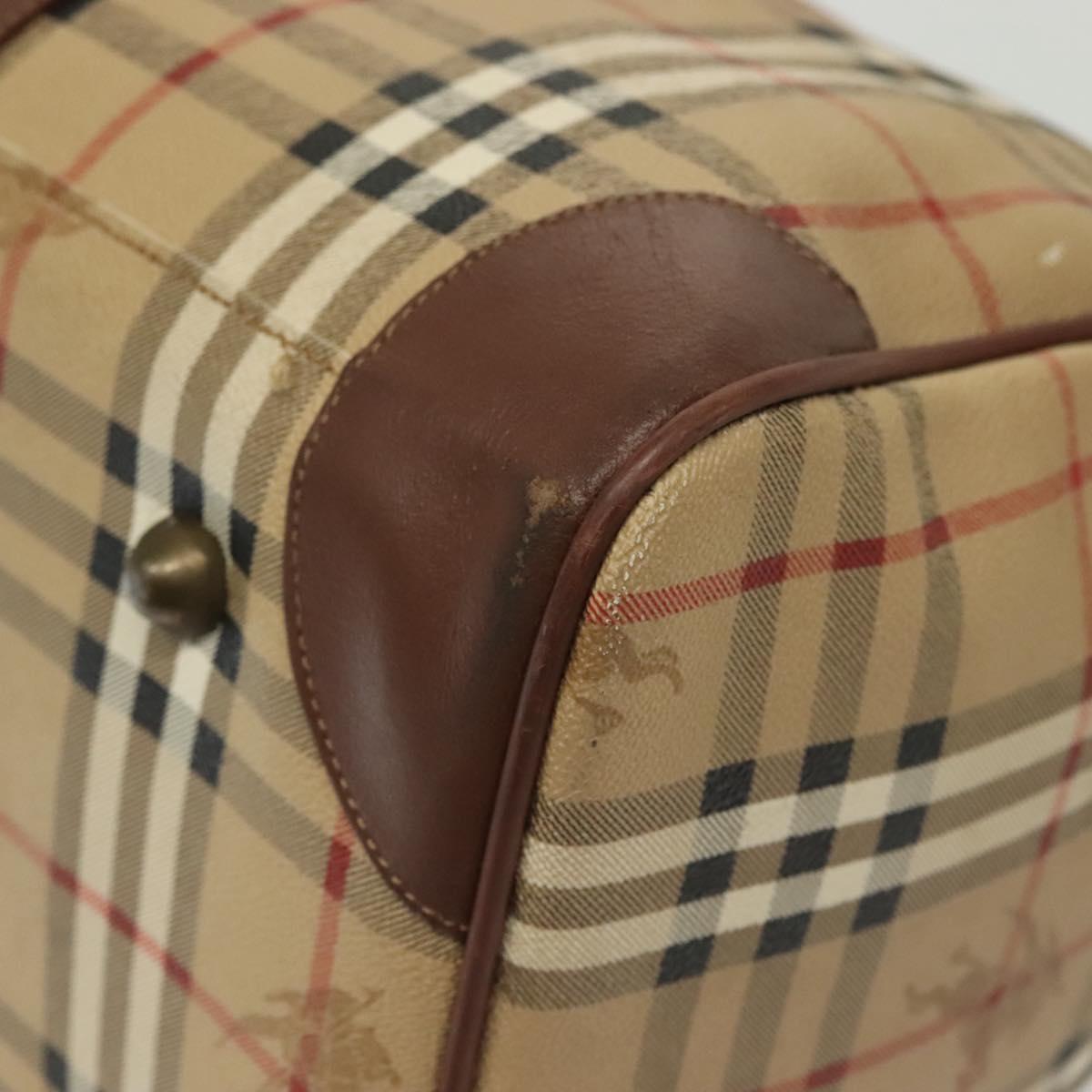 Burberrys Nova Check Boston Bag PVC 2way Beige Auth ep10305