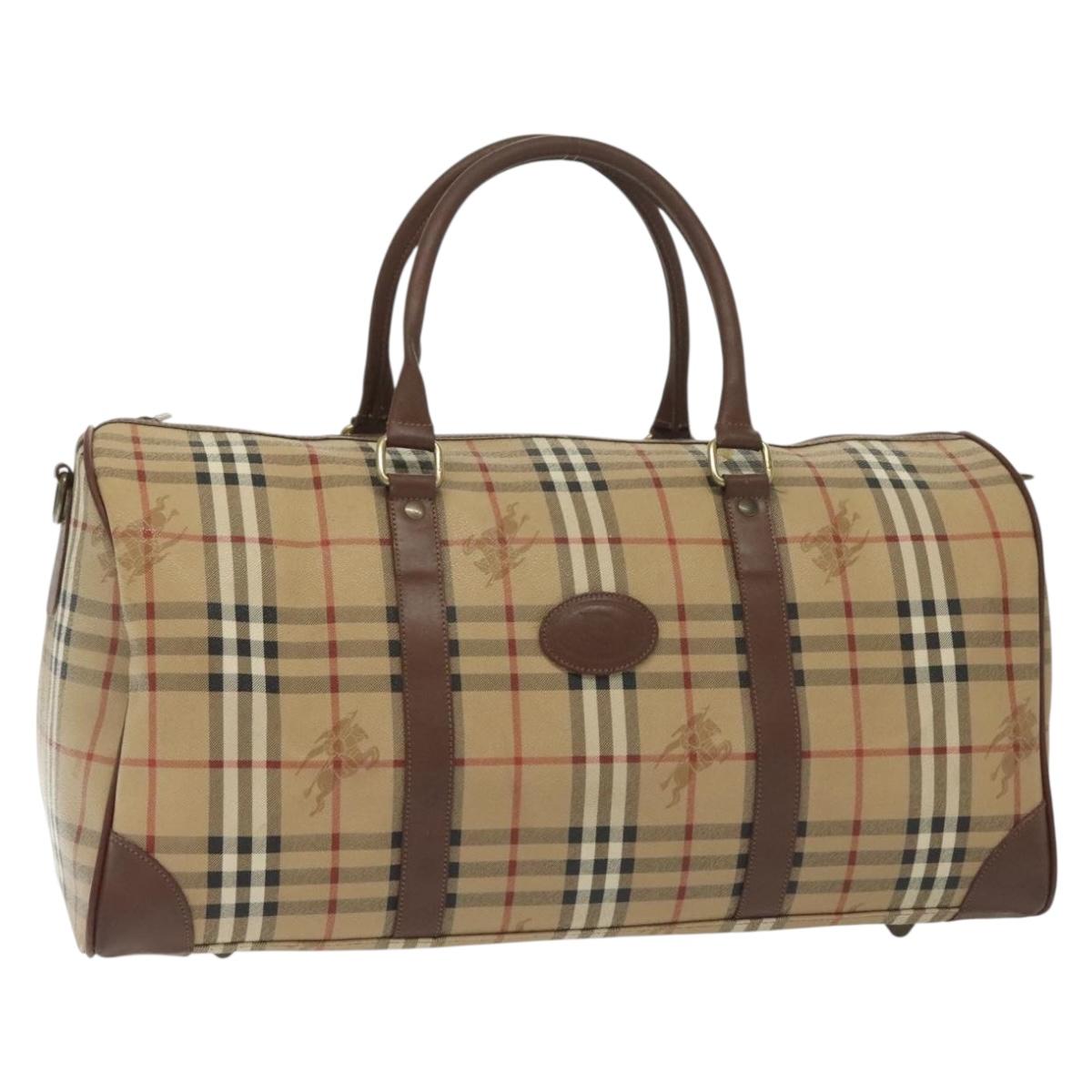 Burberrys Nova Check Boston Bag PVC 2way Beige Auth ep10305