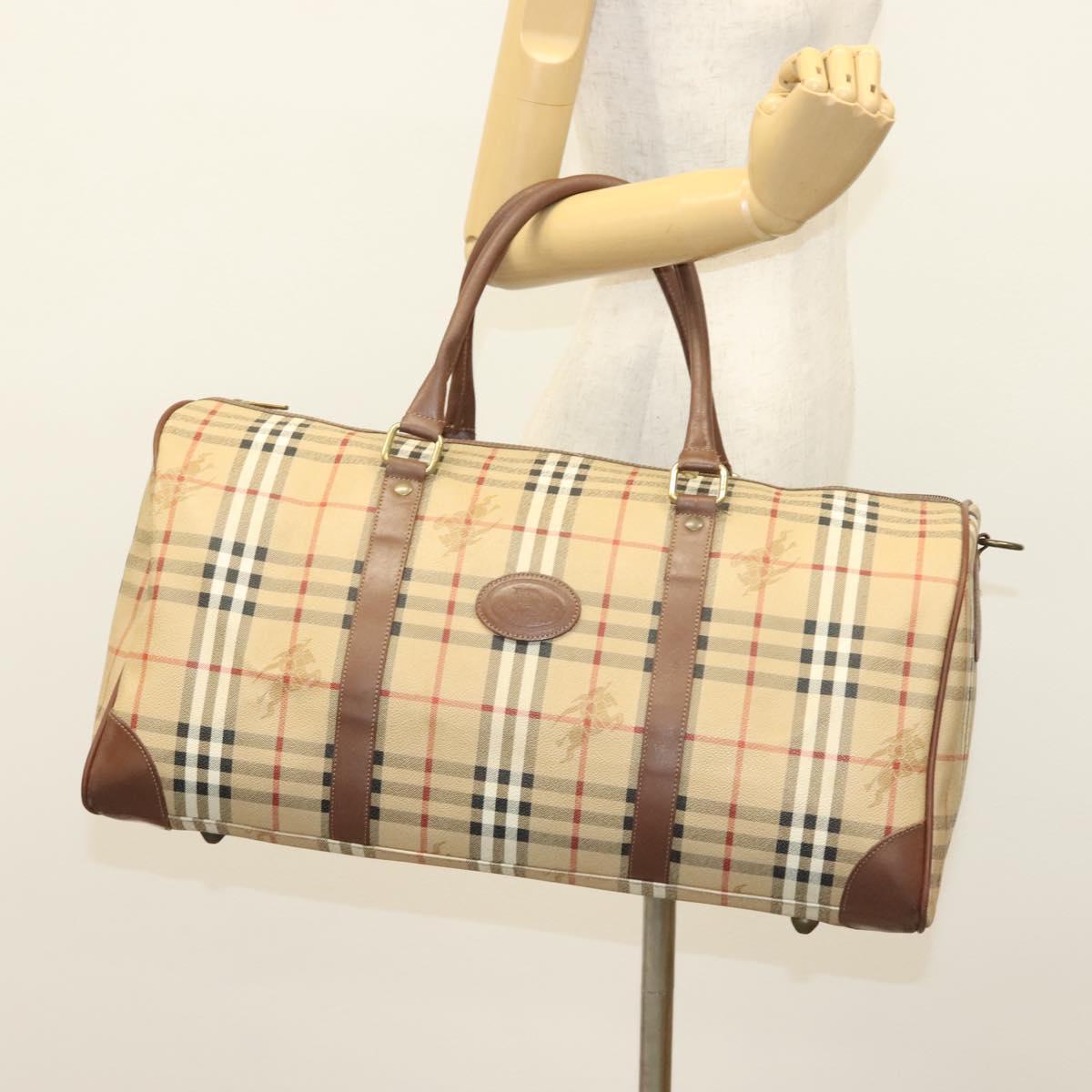 Burberrys Nova Check Boston Bag PVC 2way Beige Auth ep10305