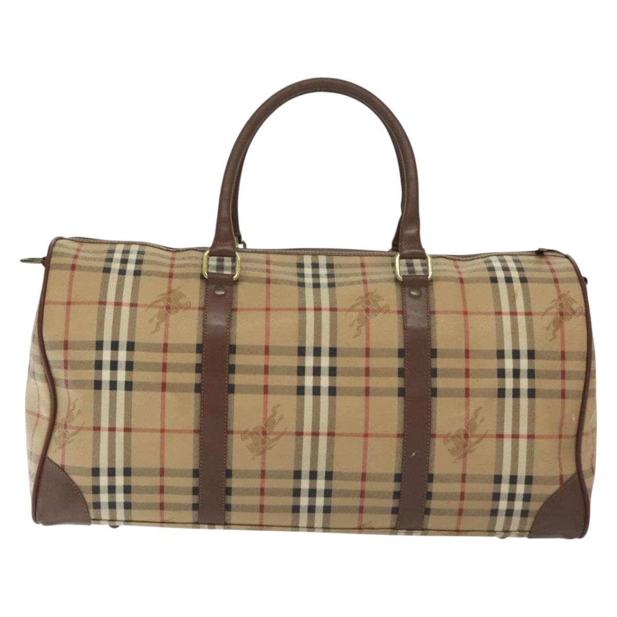 Burberrys Nova Check Boston Bag PVC 2way Beige Auth ep10305