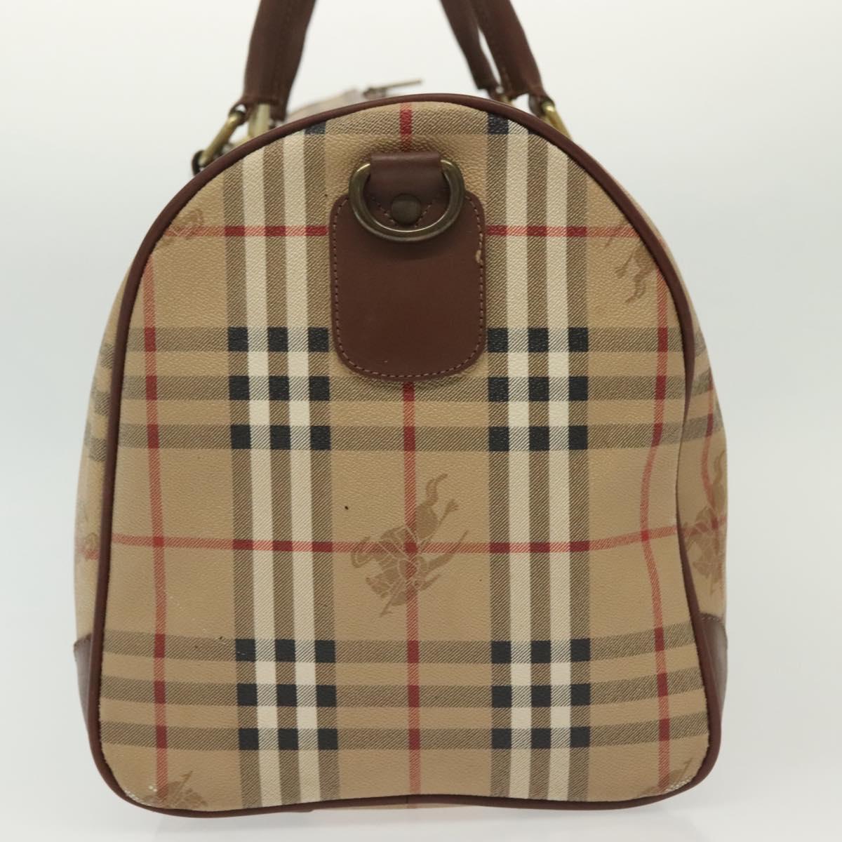 Burberrys Nova Check Boston Bag PVC 2way Beige Auth ep10305