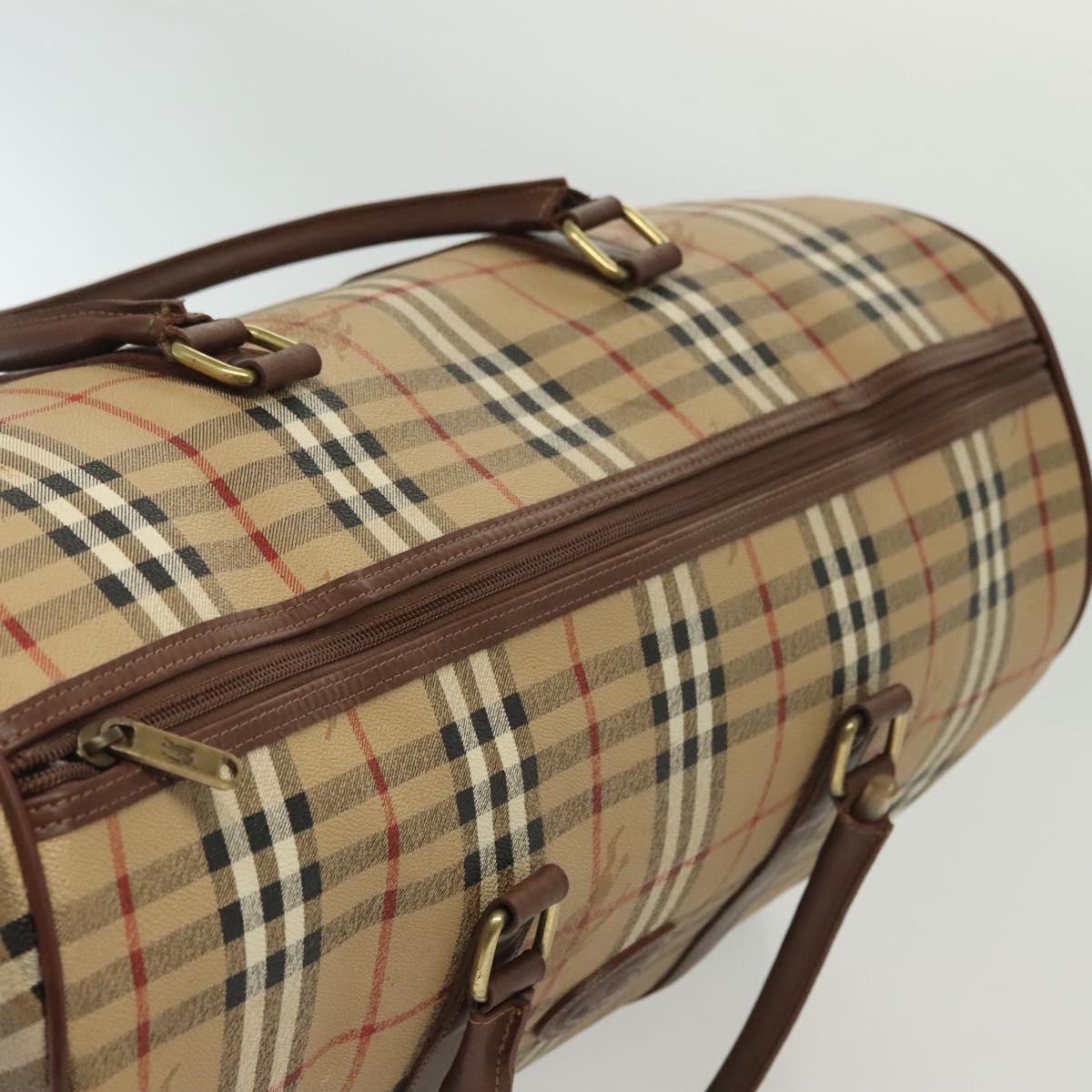 Burberrys Nova Check Boston Bag PVC 2way Beige Auth ep10305