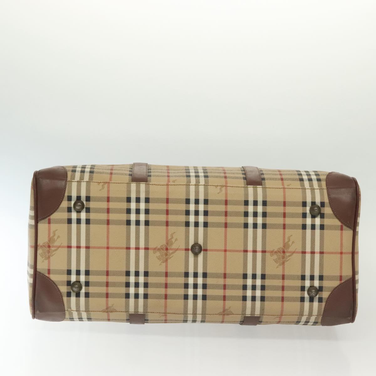 Burberrys Nova Check Boston Bag PVC 2way Beige Auth ep10305