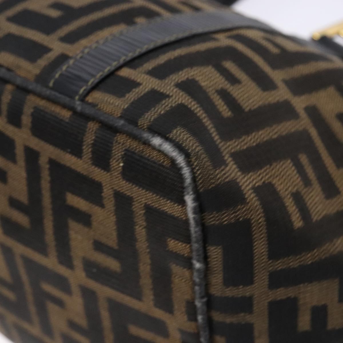 FENDI Zucca Canvas Hand Bag Black Brown Auth ep10313