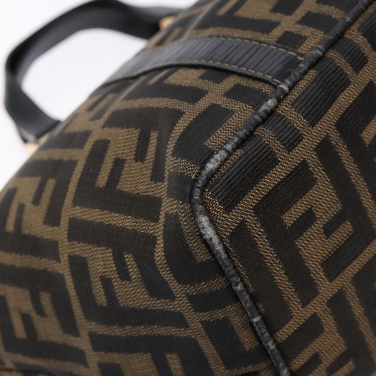 FENDI Zucca Canvas Hand Bag Black Brown Auth ep10313