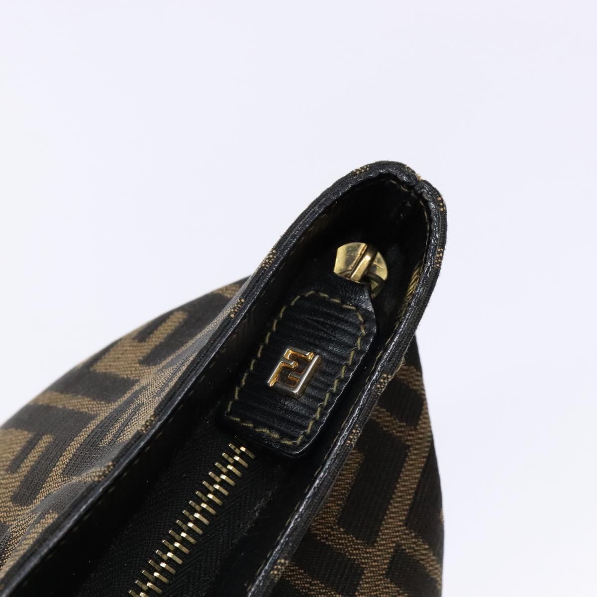 FENDI Zucca Canvas Hand Bag Black Brown Auth ep10313