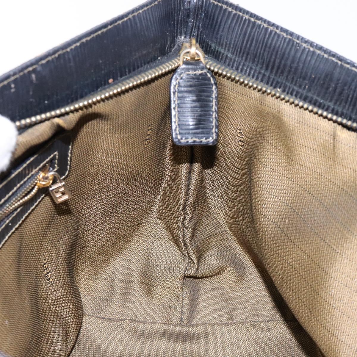 FENDI Zucca Canvas Hand Bag Black Brown Auth ep10313