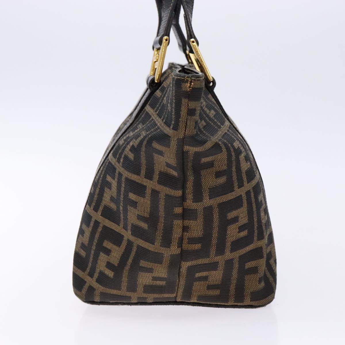 FENDI Zucca Canvas Hand Bag Black Brown Auth ep10313