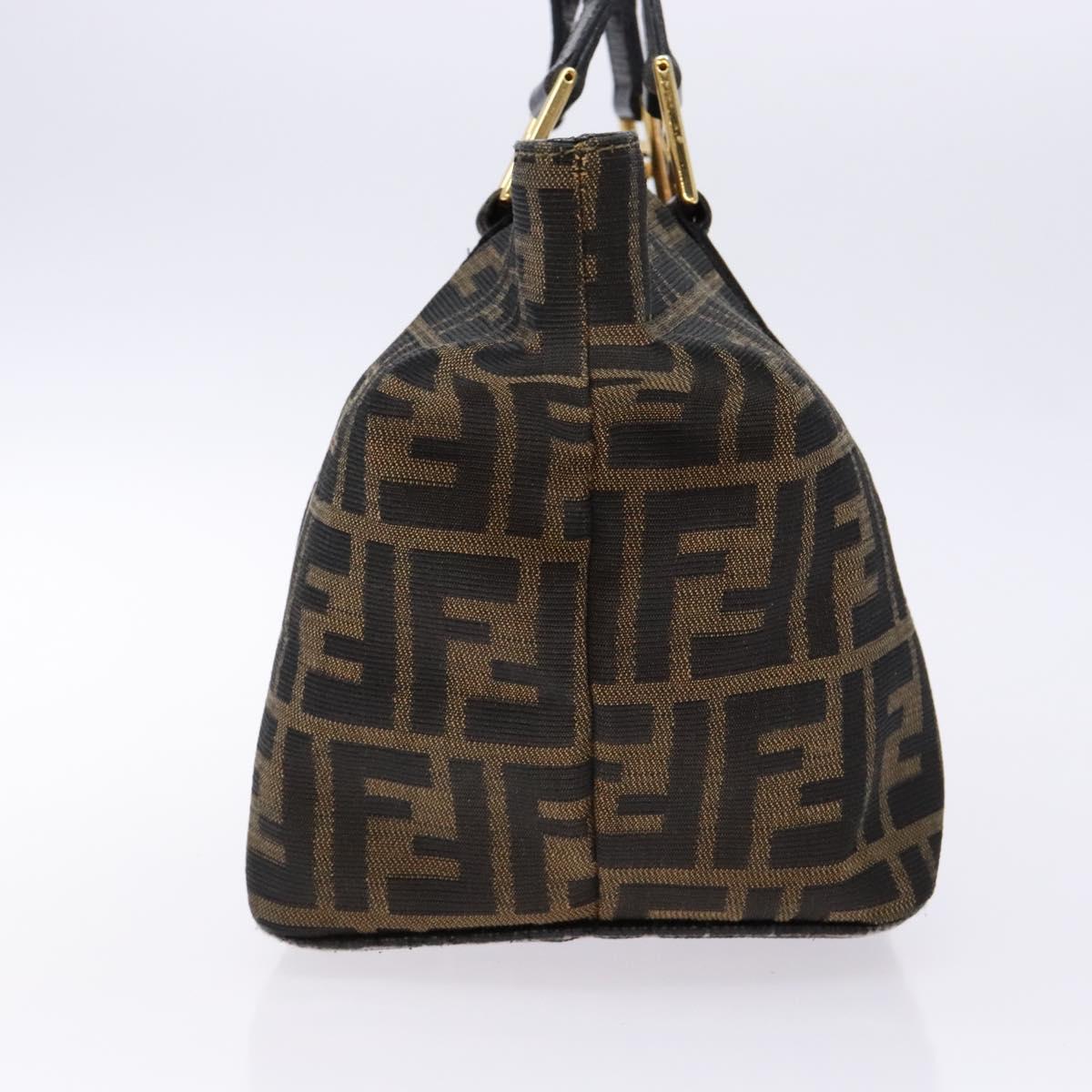 FENDI Zucca Canvas Hand Bag Black Brown Auth ep10313
