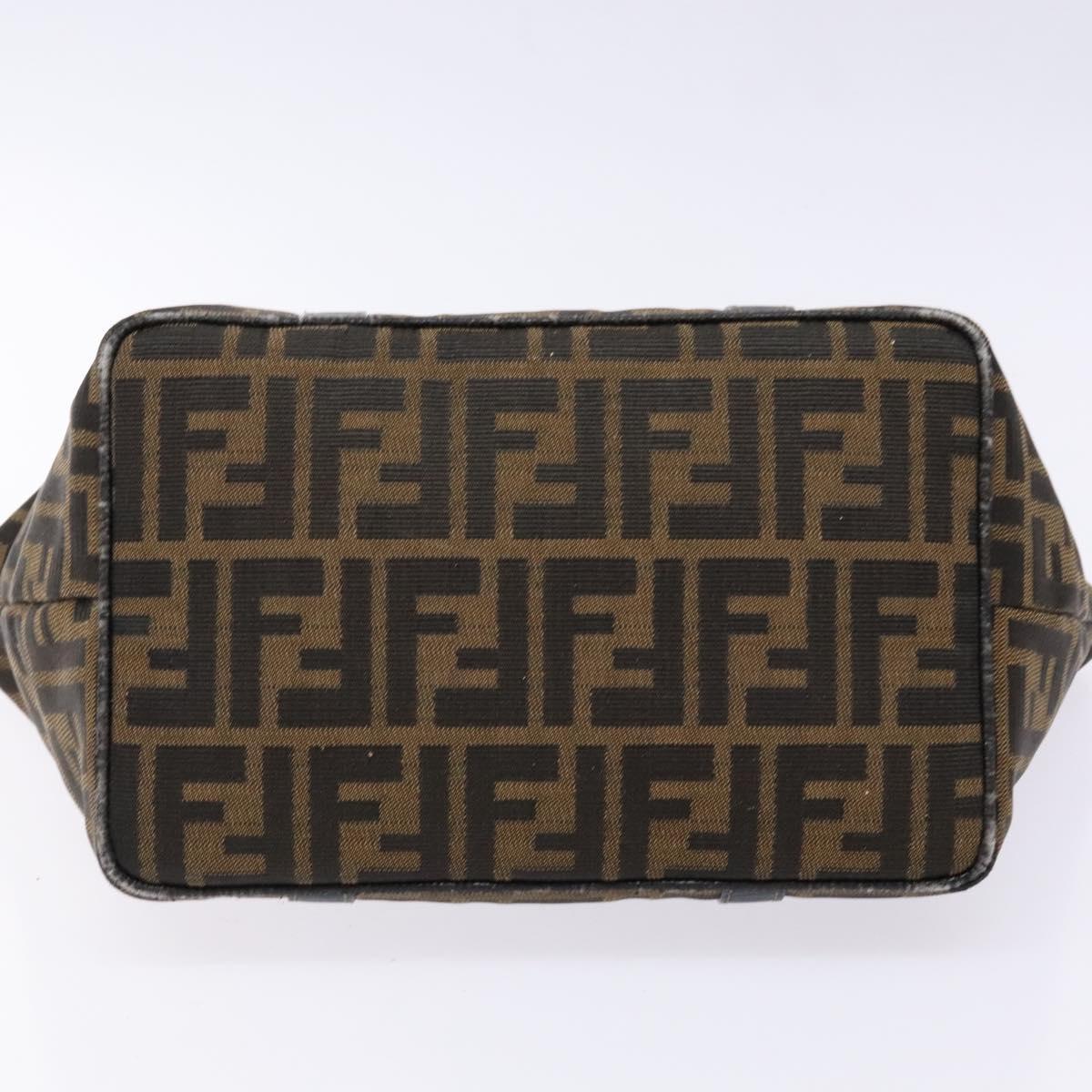 FENDI Zucca Canvas Hand Bag Black Brown Auth ep10313