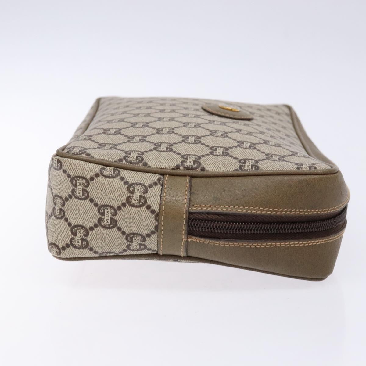 GUCCI GG Plus Supreme Clutch Bag PVC Beige Auth ep10321