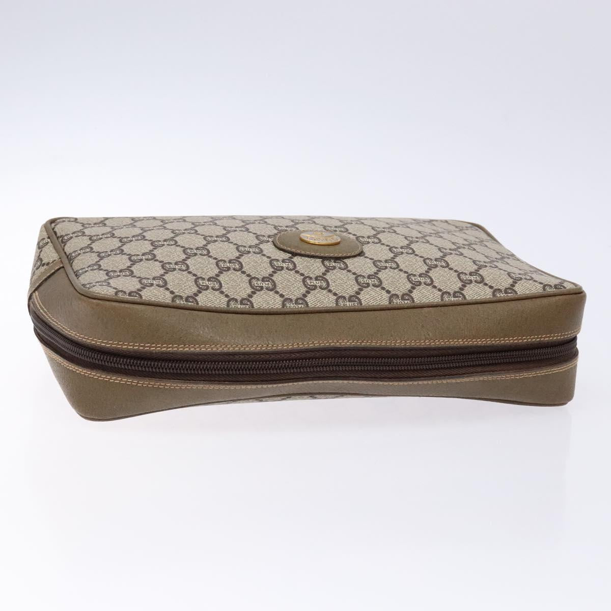 GUCCI GG Plus Supreme Clutch Bag PVC Beige Auth ep10321