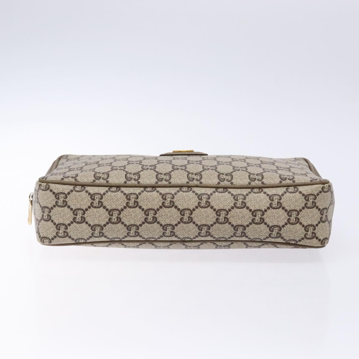 GUCCI GG Plus Supreme Clutch Bag PVC Beige Auth ep10321