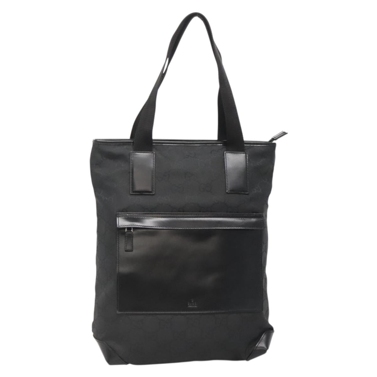 GUCCI GG Canvas Tote Bag Outlet Black Silver 180450 Auth ep10324