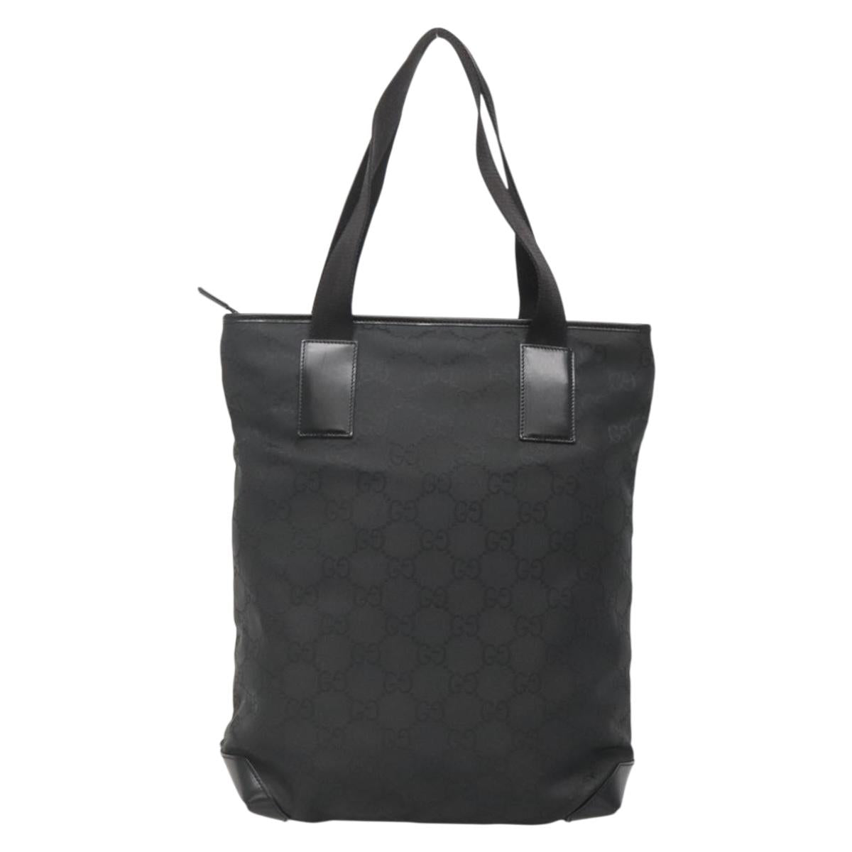GUCCI GG Canvas Tote Bag Outlet Black Silver 180450 Auth ep10324