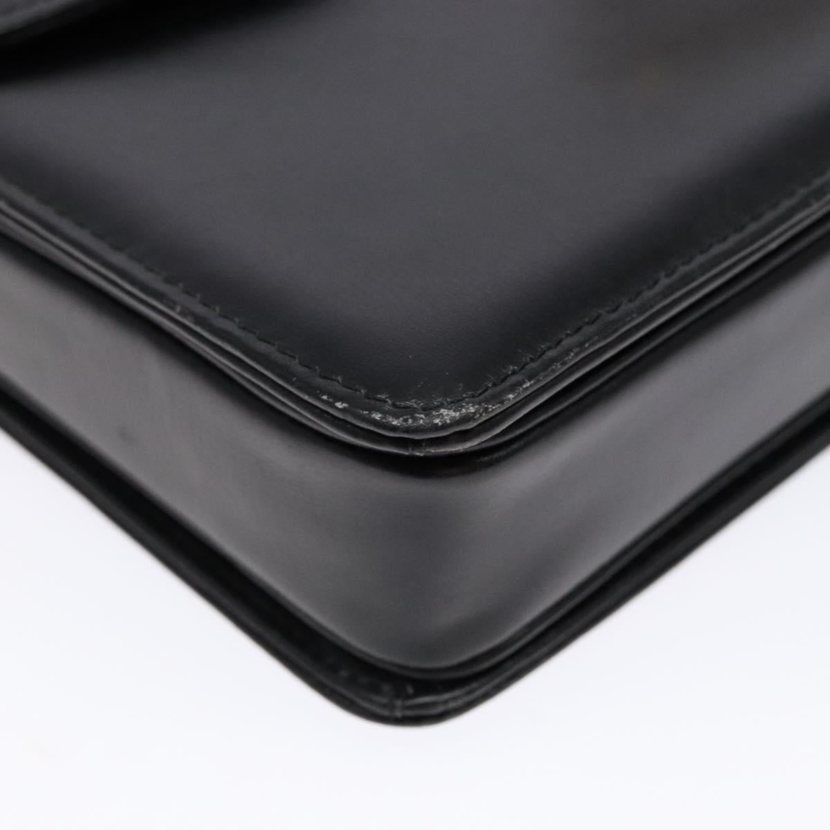 GUCCI Shoulder Bag Leather Black Gold Auth ep10326