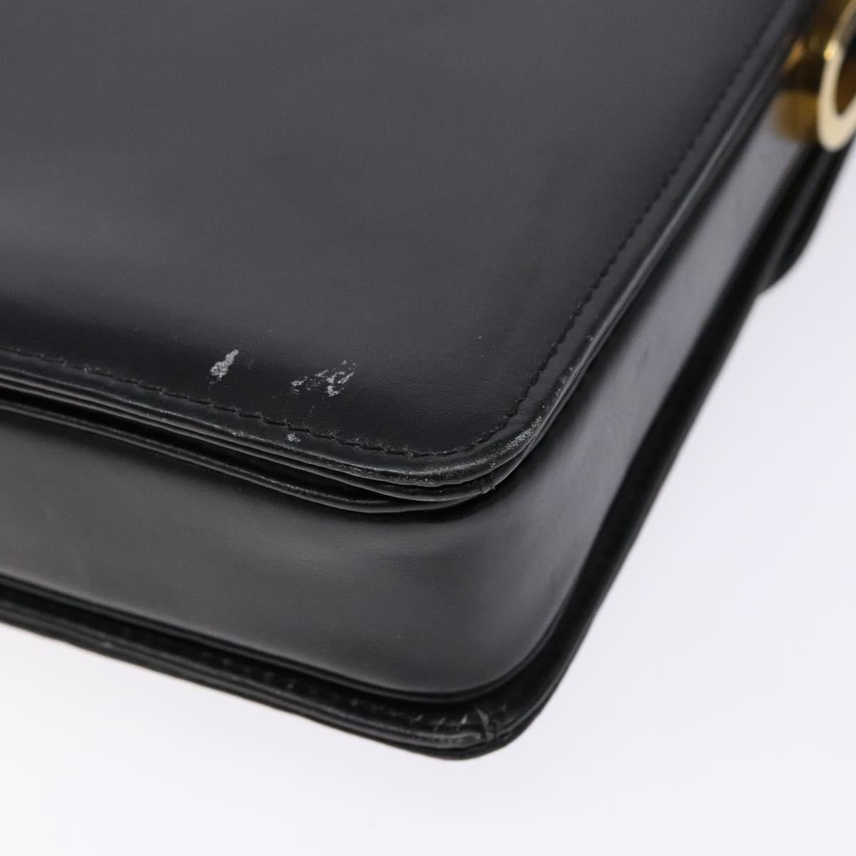 GUCCI Shoulder Bag Leather Black Gold Auth ep10326