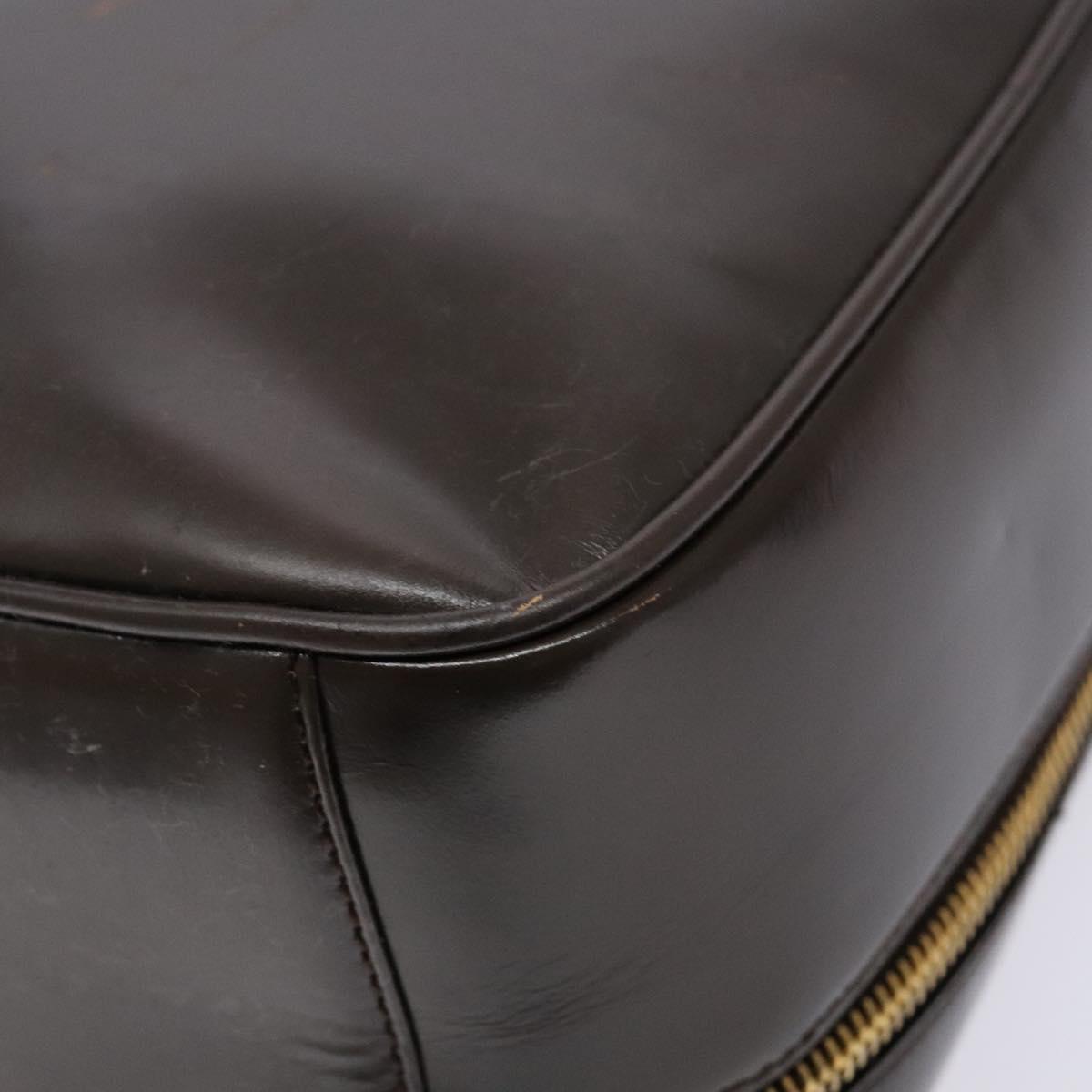 GUCCI Bamboo Vanity Hand Bag Patent leather Brown Gold Auth ep10340